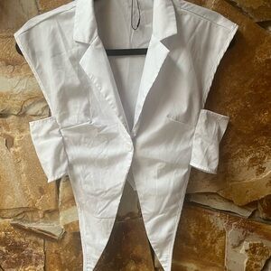 White Sleeveless Blazer Vest